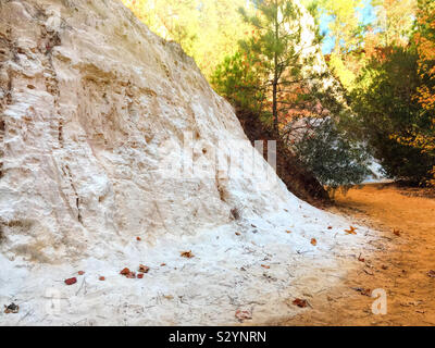 Exposed hill on the canyon floor at Providence Canyon in Lumpkin Georgia USA showing erosion of the soil over millions of years. Also known as Little Grand Canyon. Stock Photo