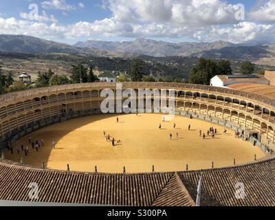 Looking out over the bullring in Ronda, Spain Stock Photo