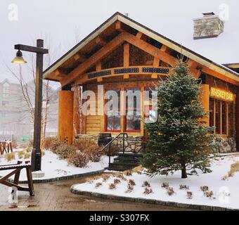 Whistlepig Pavilion Restaurant, Spruce Peak Village, Stowe, Vermont, United States Stock Photo