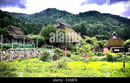 Miyama, thatched roof houses village in Kyoto, Japan Stock Photo