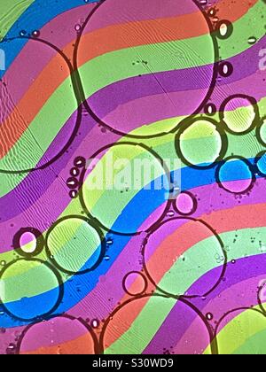 Abstract of oil and water on colorful paper background