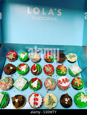 Lola’s Christmas cupcake selection Stock Photo