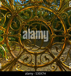 Golden gates at Benmore Gardens in Dunoon, Scotland. Stock Photo