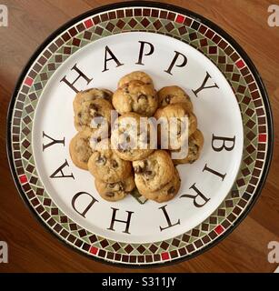 Happy Birthday Chocolate Chip Cookie platter Stock Photo