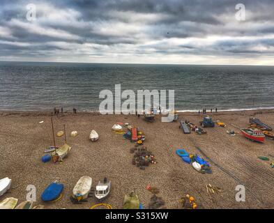 Beer beach in Devon, United Kingdom December 29 2019 Stock Photo