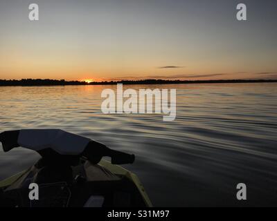 Summer night sunsets on lake Võrtsjärv in Estonia? Stock Photo