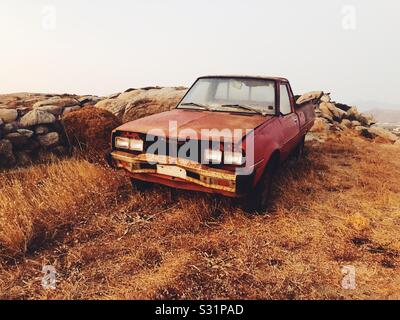 Old abandoned pick up truck Stock Photo