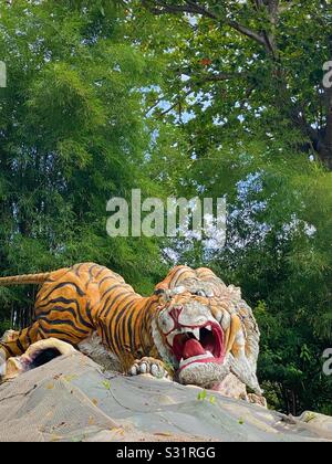 Sculpture of tiger at Haw Par Villa in Singapore. January 2020 Stock Photo