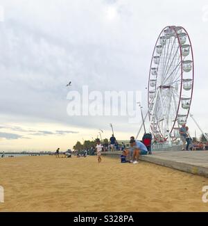 Ferris wheel at st kilda beach Stock Photo