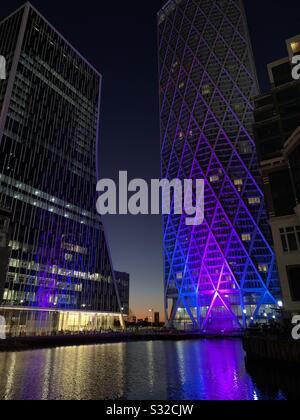 Winter Lights at Canary Wharf London 2020 Stock Photo