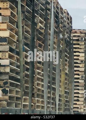 Abstract view of truck load of wooden pallets. Stock Photo