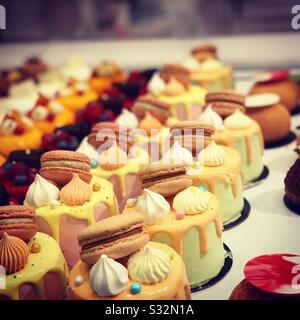 Delicious mix mini cakes Close up Stock Photo