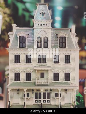 LEGO model of the Goodspead Opera House, East Hassan, at Bradley Airport, Windsor Locks, Connecticut, United States Stock Photo