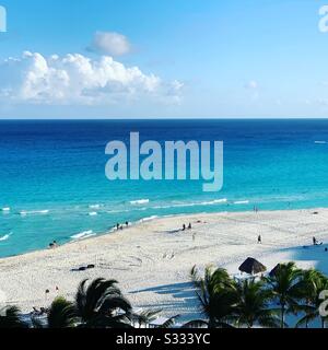 View of the beach from a sixth floor balcony at the Hyatt Zilara, Cancun, Mexico Stock Photo