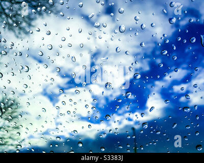Water droplets on window Stock Photo