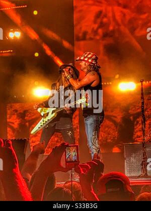 CC DeVille and Bret Michaels of Poison performing live on stage June 20, 2018 Jacksonville, Florida Stock Photo