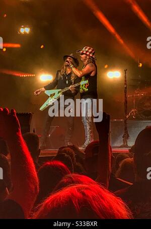 CC DeVille and Bret Michaels with Poison, performing live, Jacksonville, Florida June 20, 2018 Stock Photo