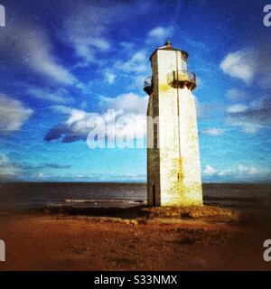 Southerness lighthouse. The second oldest lighthouse in Scotland in the village of Southerness in South West Scotland. Stock Photo