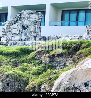 Mayan ruins near the Pyramid building, Hyatt Ziva, Cancun, Quintana Roo, Yucatan Peninsula, Mexico Stock Photo