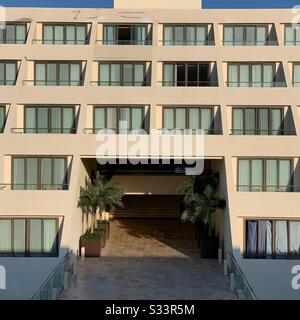 An entrance to the Pyramid building, Hyatt Ziva, Cancun, Quintana Roo, Yucatan Peninsula, Mexico Stock Photo