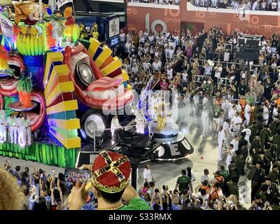 Mocidade Independente de Padre Miguel  Samba School in Samba Schools Parade in Sambodrome Marques de Sapucaí, Rio de Janeiro, Brazil. Stock Photo