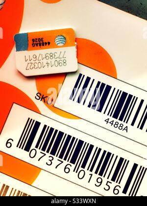 Close up of a AT&T Sim card on a carrying card, USA Stock Photo