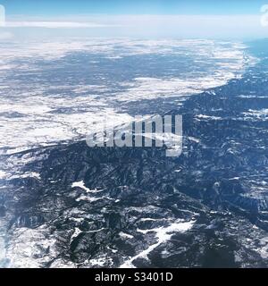 Aerial Rocky Mountains view, Colorado, United States Stock Photo