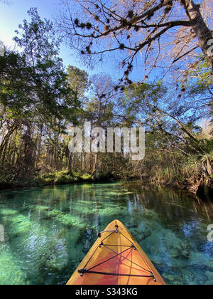 Kayaking Weeki Wachee Springs State Park in Florida Stock Photo