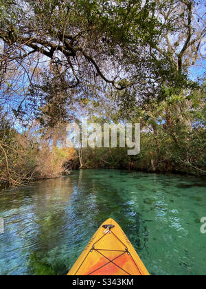 Kayaking Weeki Wachee Springs State Park, Florida Stock Photo