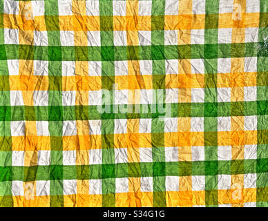 Checkered pattern abstract of wrinkled table cloth Stock Photo