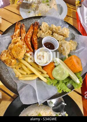 Sea food with French fry Stock Photo