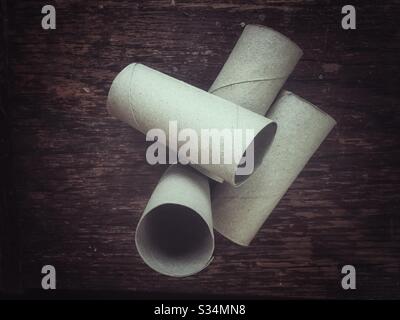 Used toilet roll tubes Stock Photo