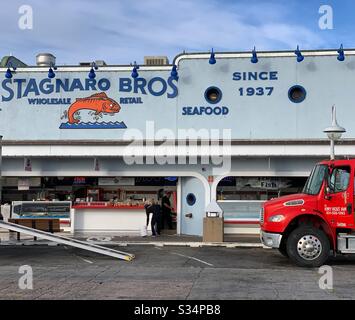 Truck in front of Stagnaro Bros seafood in the morning Santa Cruz