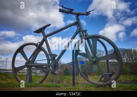 Bankie Bike on the Fourth and Clyde Canal in Clydebank, Scotland. Stock Photo