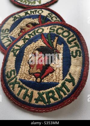 Unit patches of the reconnaissance outfit of the sixth army, the Alamo Scouts, a world war two pacific theater military group, 1940s, USA Stock Photo