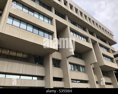 Brutalist architecture of the Edmonton Law Courts Stock Photo