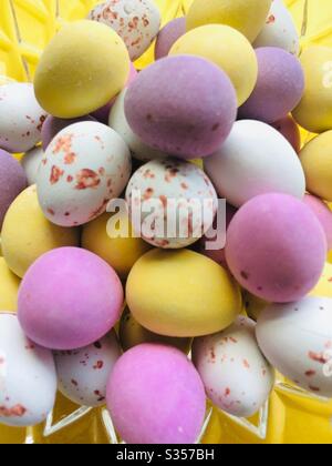 Bowl of chocolate mini eggs Stock Photo