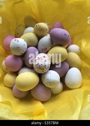 Chocolate mini Easter eggs Stock Photo