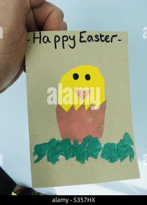 Vintage handmade Easter card Stock Photo