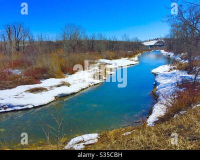 Hill Spring Creek, Matt Kroll Park, Cochrane, Alberta Stock Photo