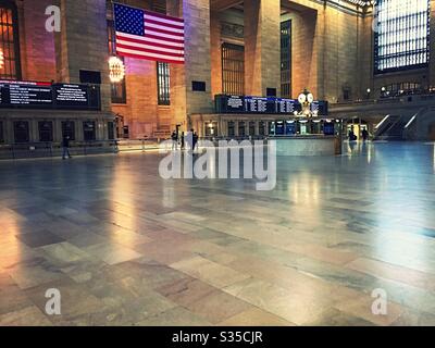 The grand concourse in Grand Central terminal is nearly deserted due to sanctions brought on by the COVID-19 pandemic, April 2020, NYC, USA Stock Photo