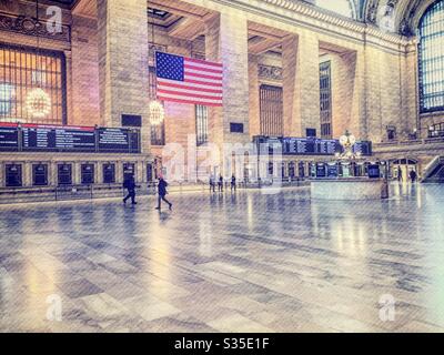The grand concourse in the Grand Central terminal is nearly empty due to sanctions caused by the COVID-19 pandemic of 2020, NYC, USA Stock Photo