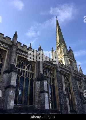 St Mary the Virgin, Saffron Walden. Thirteenth century Gothic beauty. The largest non-cathedral church in Essex. Stock Photo