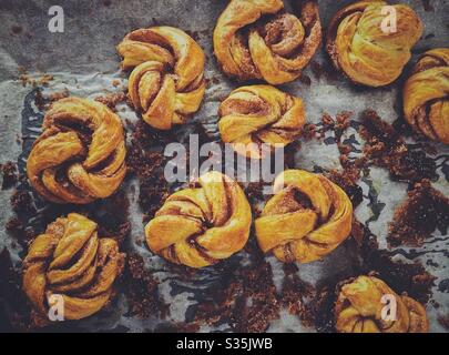 Cinnamon buns (kanelbullar), a typical Swedish pastry Stock Photo