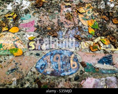 Pavement found in Seattle park near Lake Washington Stock Photo