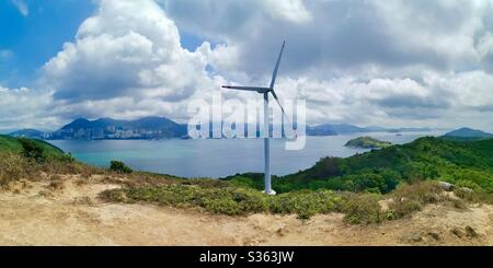 Lamma winds - A wind turbine on Lamma island in Hong Kong. Stock Photo