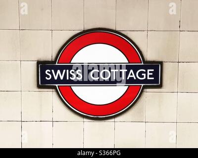 Vintage sign at Swiss Cottage Underground station, London Stock Photo