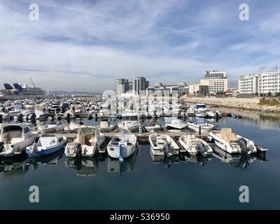 Small boat marina in Gibraltar Stock Photo
