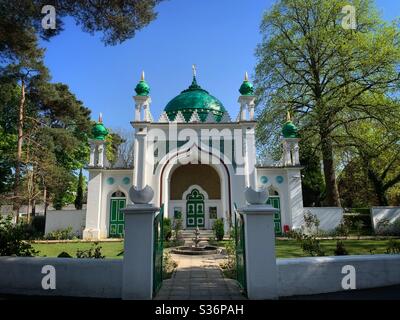 The Shah Jahan mosque in Woking, the first purpose built mosque in the UK. Built in 1889, it is located 30 miles southwest of London. It is a grade I listed building. Stock Photo