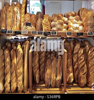 Selection of freshly baked French bread. Stock Photo